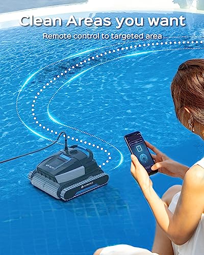 WYBOT APP Control Robotic Pool Cleaner with Smart Route Planning, Wall Climbing,