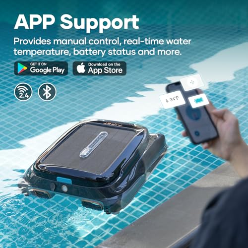 Aiper Surfer S1 Solar Power Robotic Pool Skimmer, Solar Pool Skimmer, 12 Hour Battery Life, Smart App, Water Temperature, Ideal for All Swimming Pool Types