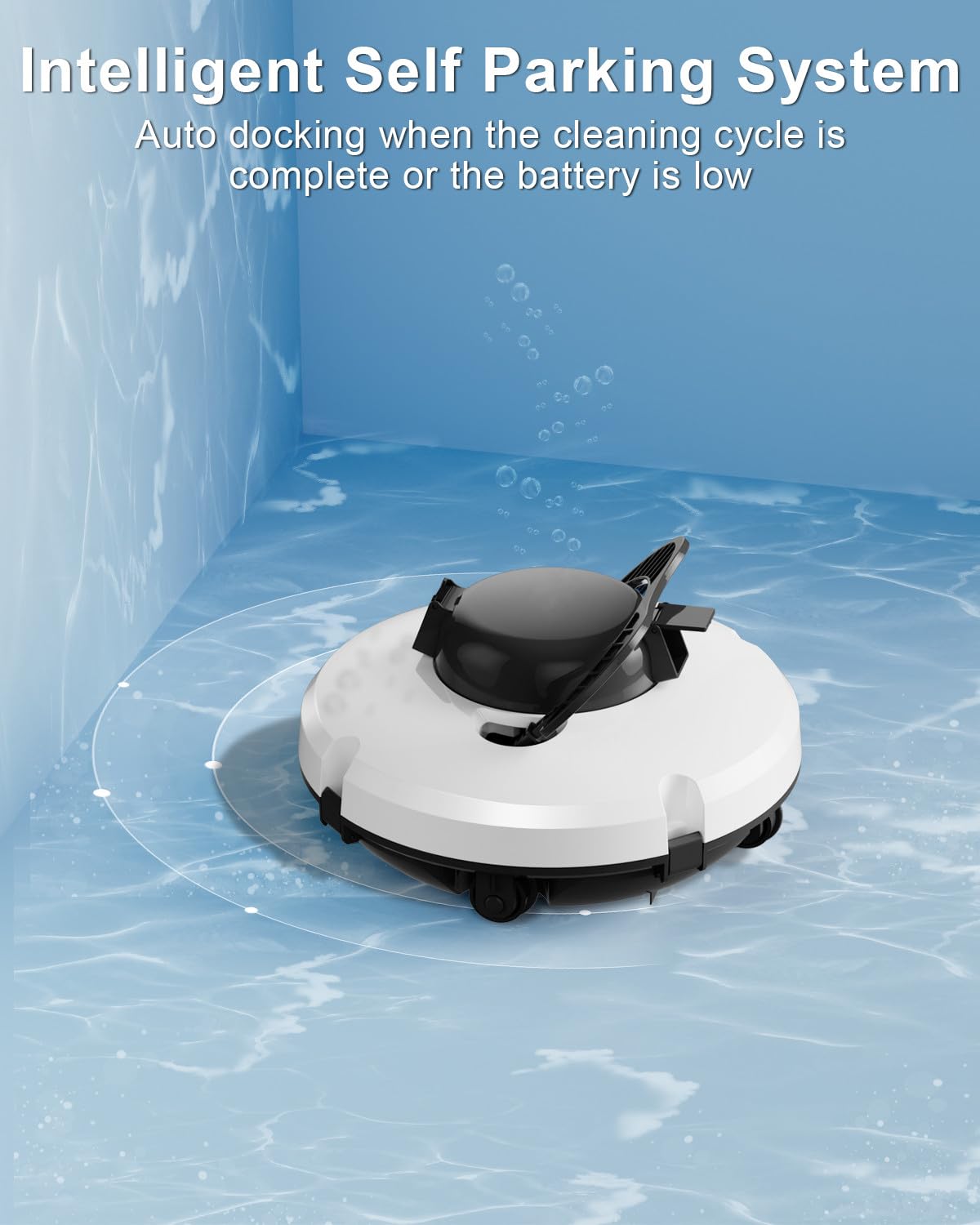 Cordless Pool Vacuum Cleaner, Robotic Pool Cleaner Dual Motors Strong Suction, 120 Mins Runtime, Auto-Dock, Rechargeable Portable Pool Cleaner Robot for Above/In-Ground Flat Pools up to 1000 Sq.Ft