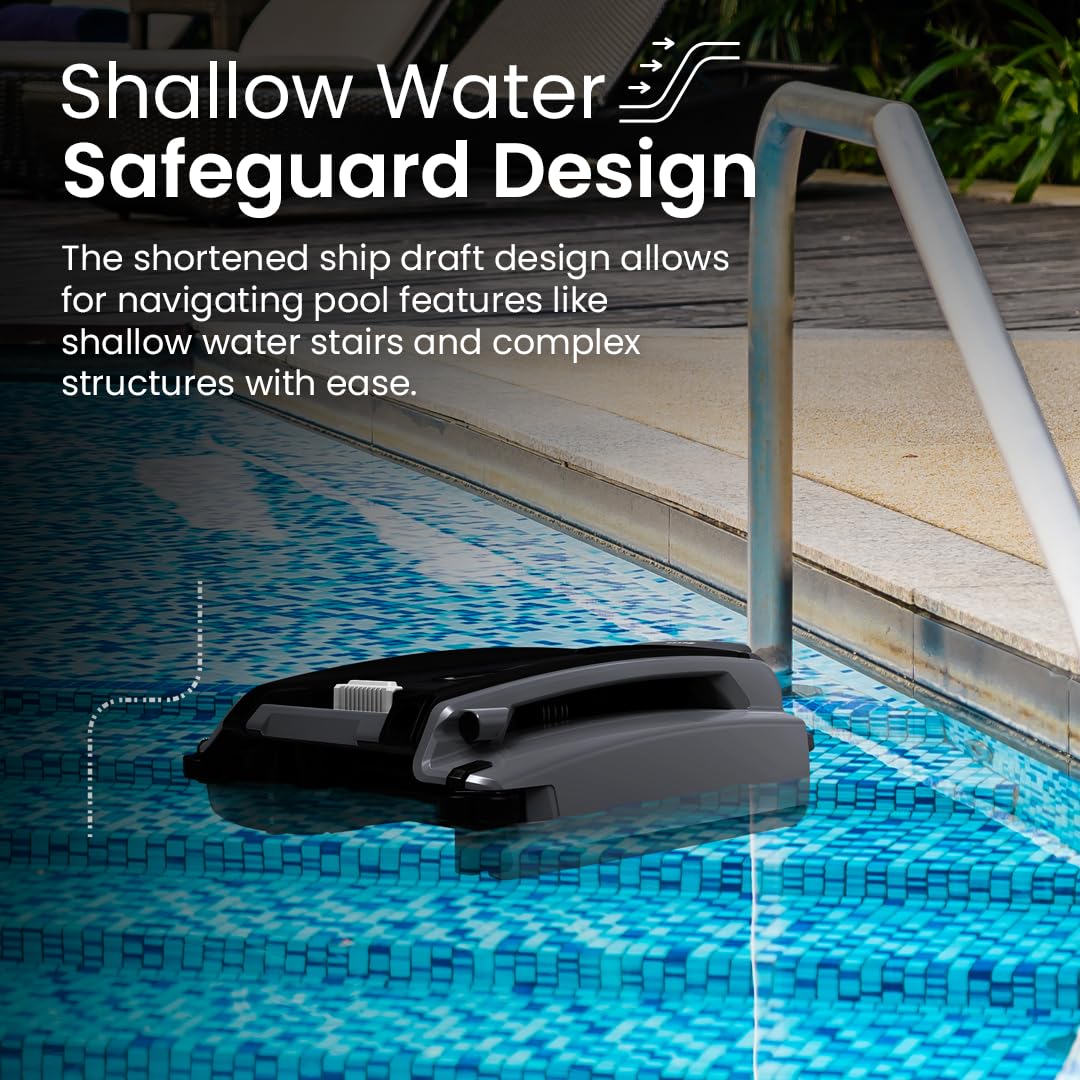 Betta SE Plus - Solar Powered Robotic Pool Skimmer with Dual Charging Options and 30-Hour Continuous Cleaning Battery Power, Shallow Water Safeguard, and Twin Salt Chlorine Tolerant Motors